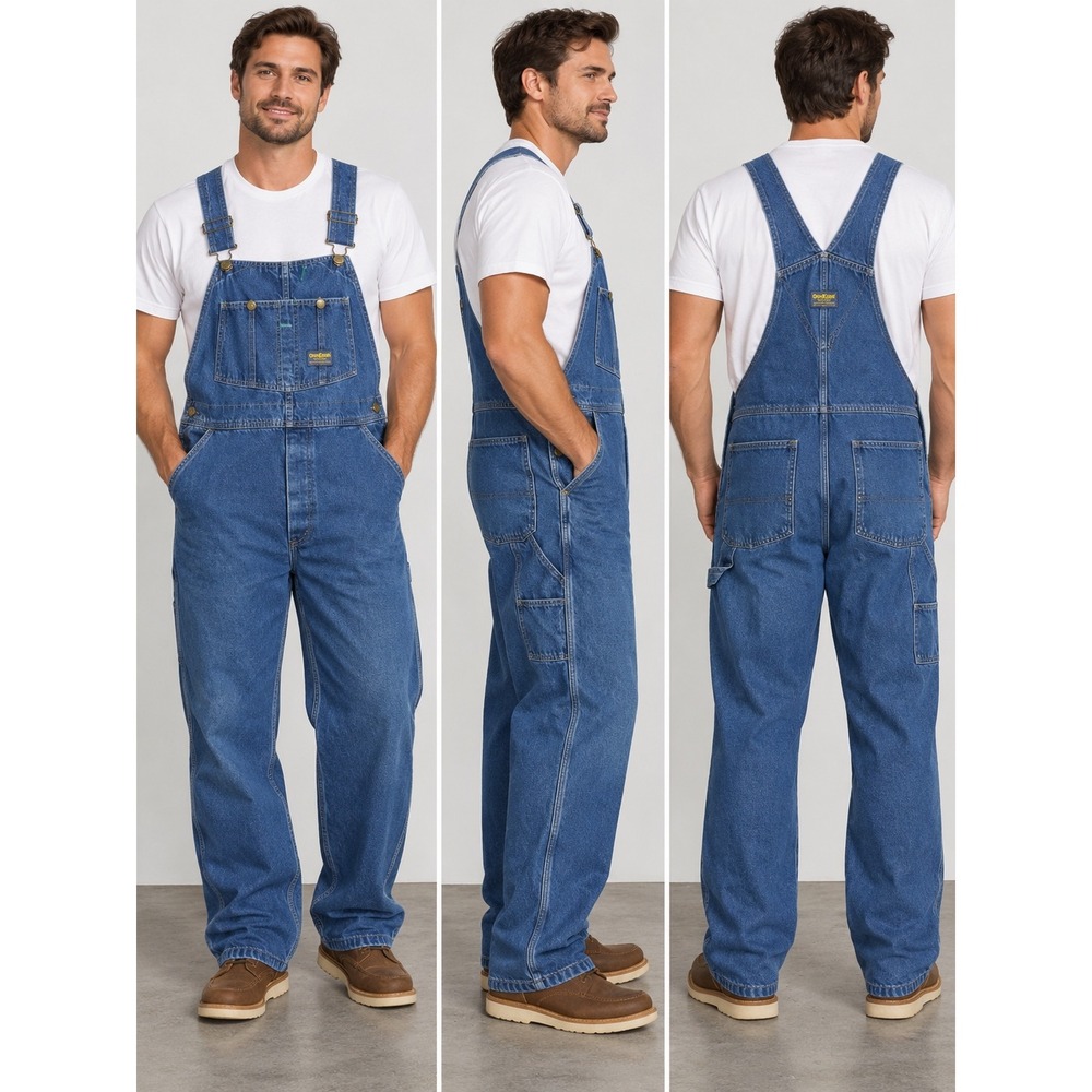 OshKosh Denim Overalls Mens 38x29 Blue Vintage Made in USA Workwear Americana